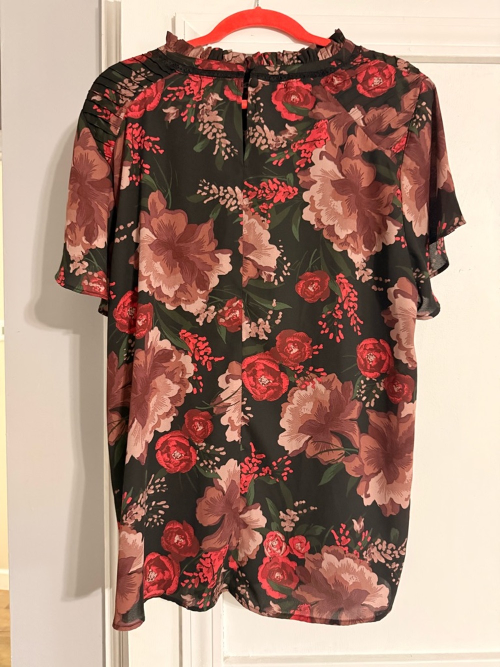 torrid Black Floral Long Sleeve Dress with Red and Blush Blooms